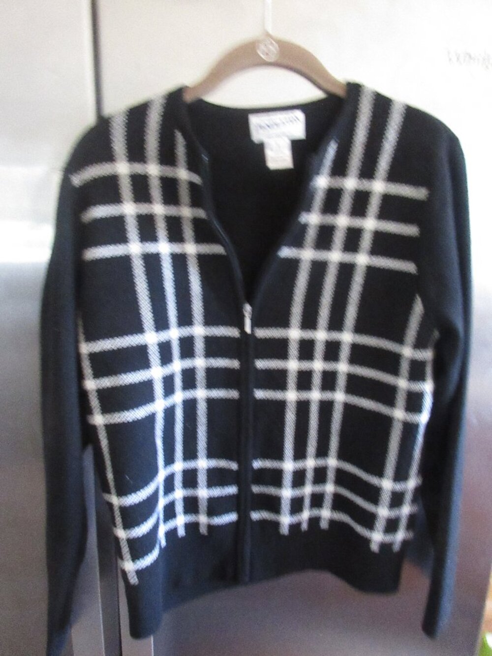 Pendleton black merino wool zip cardigan s